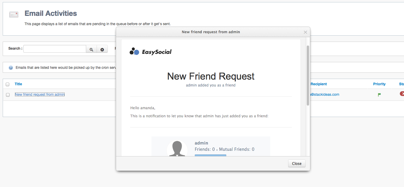 E-mail Preview in EasySocial