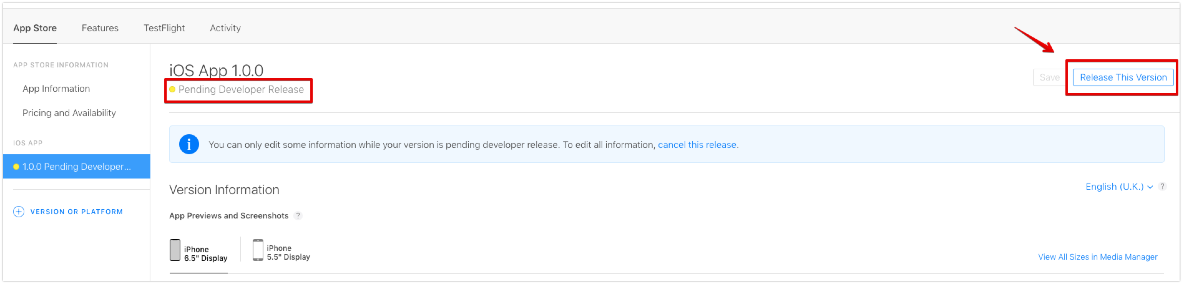 AppStore Pending Developer Release